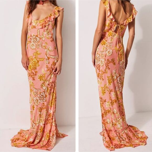 Free People Remind Me Floral Maxi Ruffle Small Dress - Picture 1 of 8